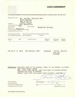 1965 Salvador Dali Full Name Signed Loan Agreement (Beckett)